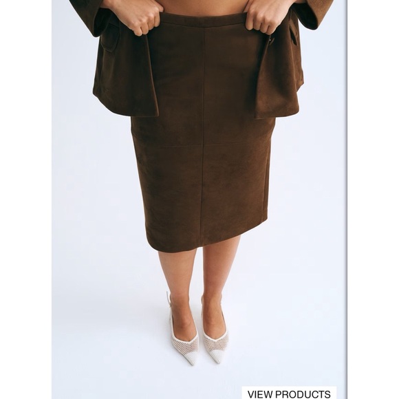 H&M Brown Pencil Skirt Knee-Length Workwear - Picture 2 of 13